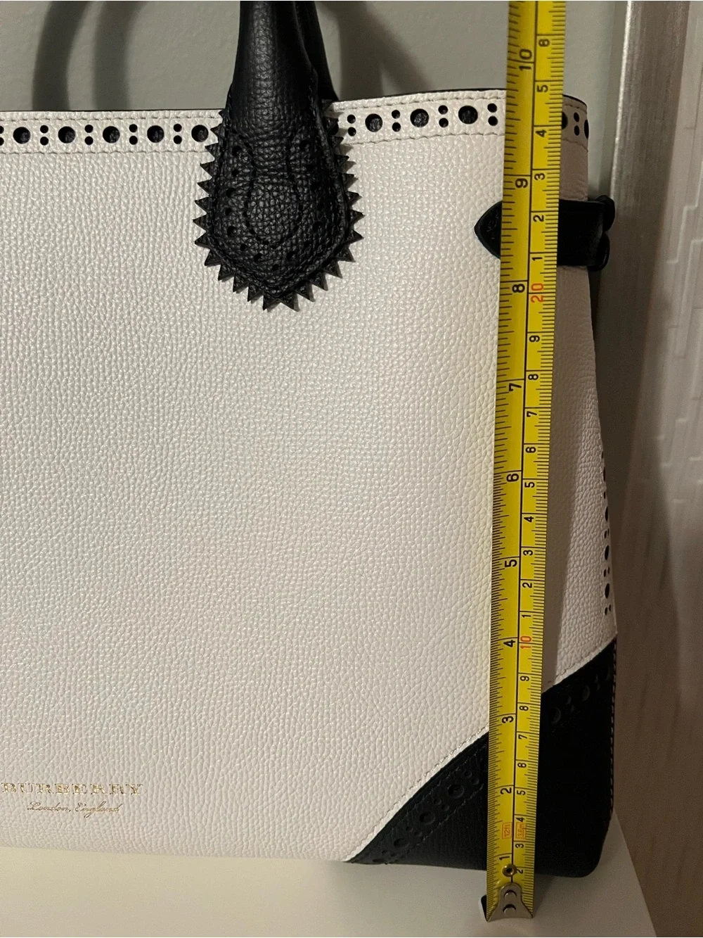 Burberry Black & White Leather Tote